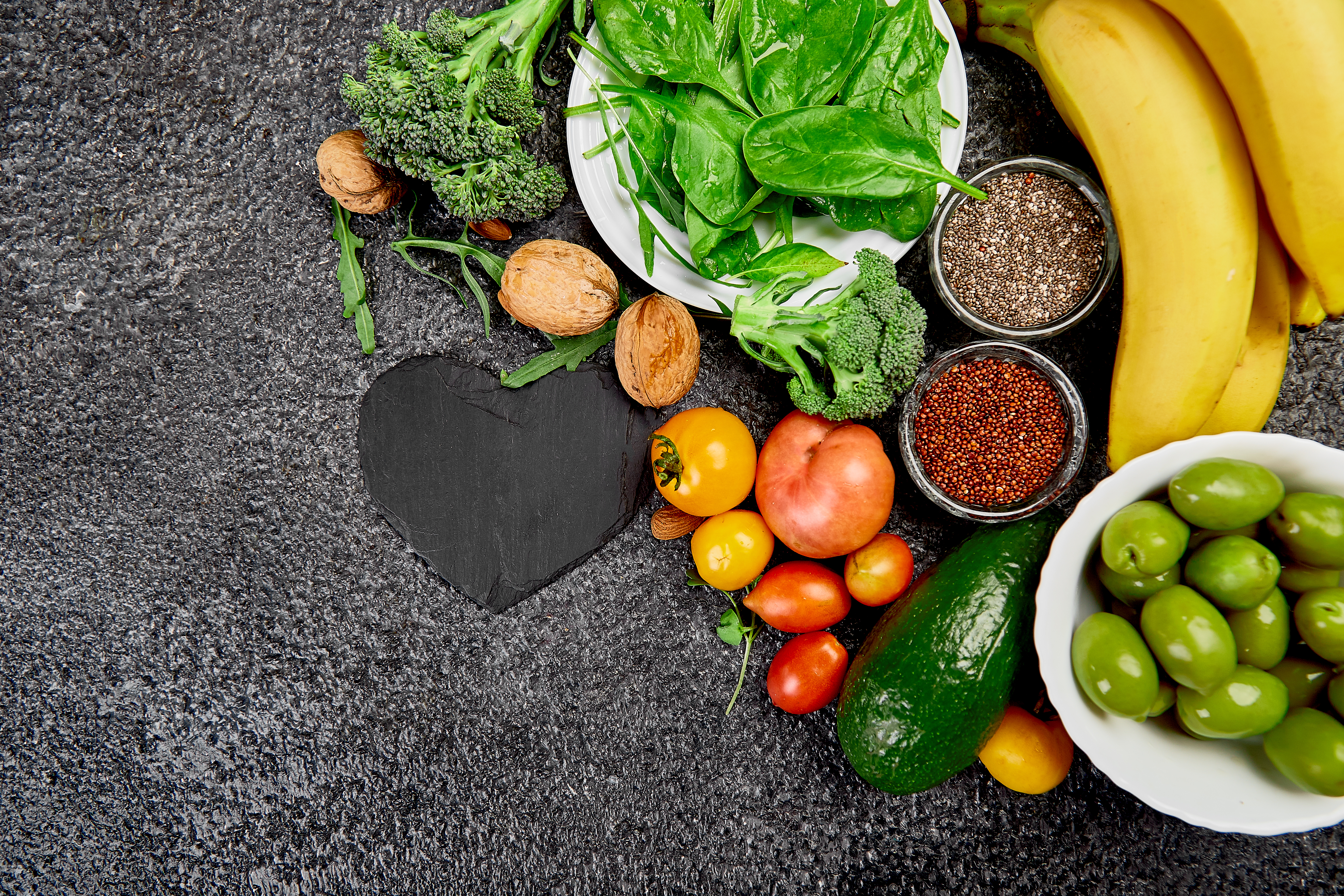 Background healthy food for heart. Healthy food, diet and life.